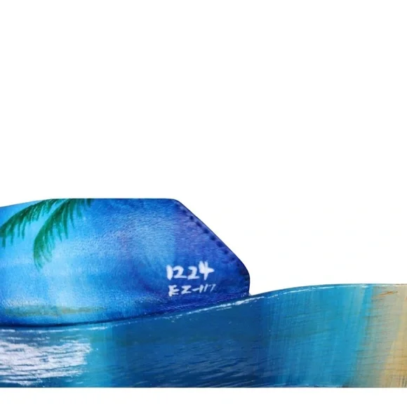 Dollhouse Wooden Wedge Slides Slip-On Sandals Shoes Tropical Leather Size 9 - Picture 10 of 12